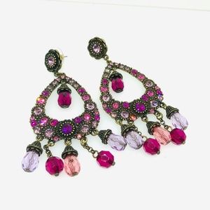 Beaded Teardrop Chandelier Boho Gypsy Earrings